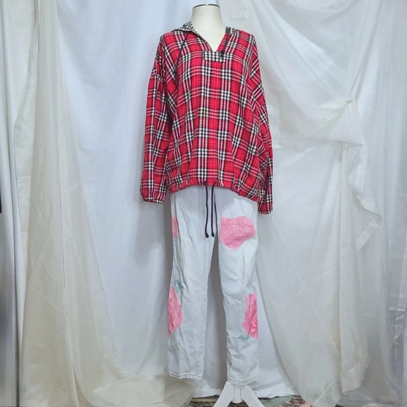 1990s Hang Ten Plaid Flannel Hoodie, Super Soft, With Pockets, Size Large, - Picture 2 of 5